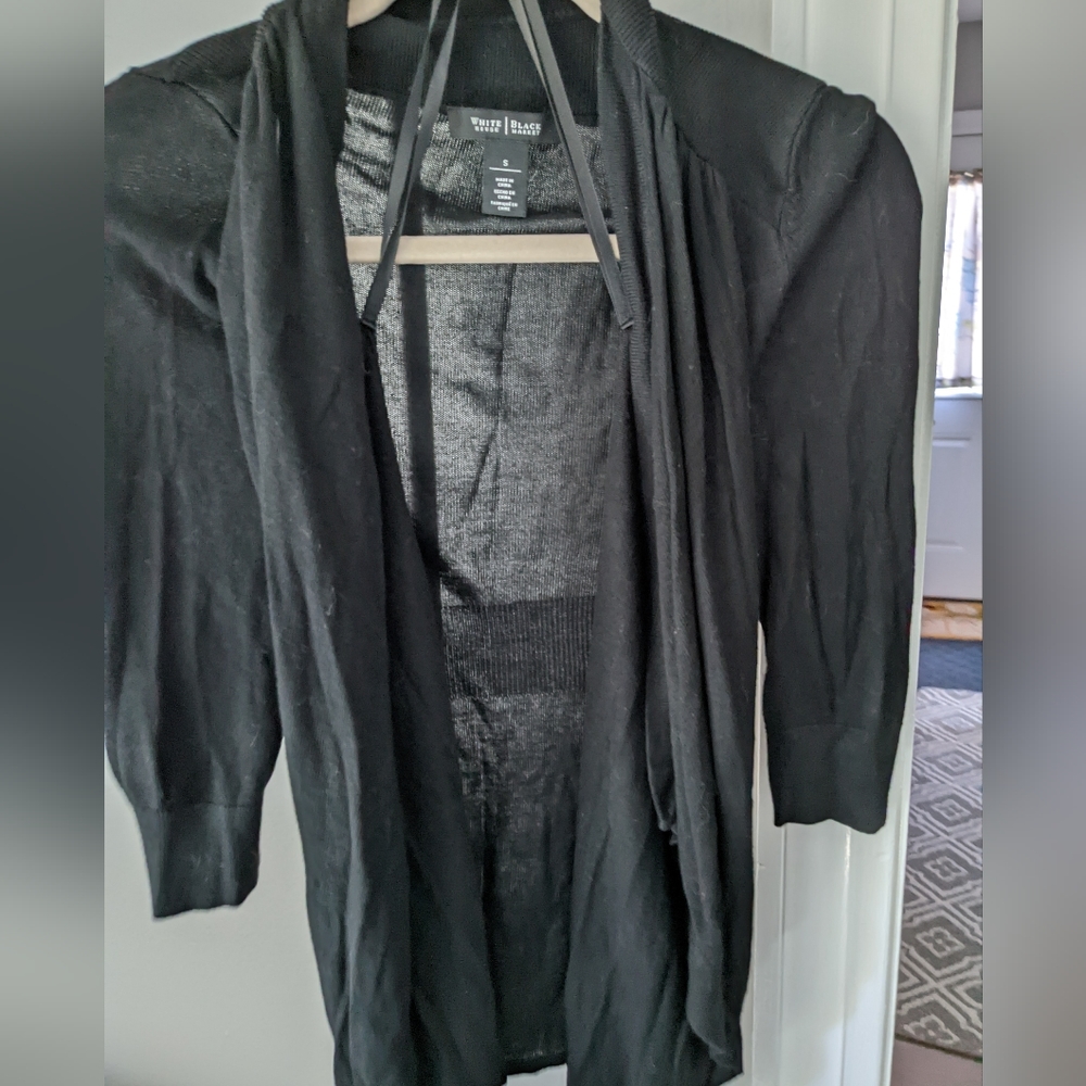 White House Black Market 3/4 Length Sleeved Sweater Black Size S